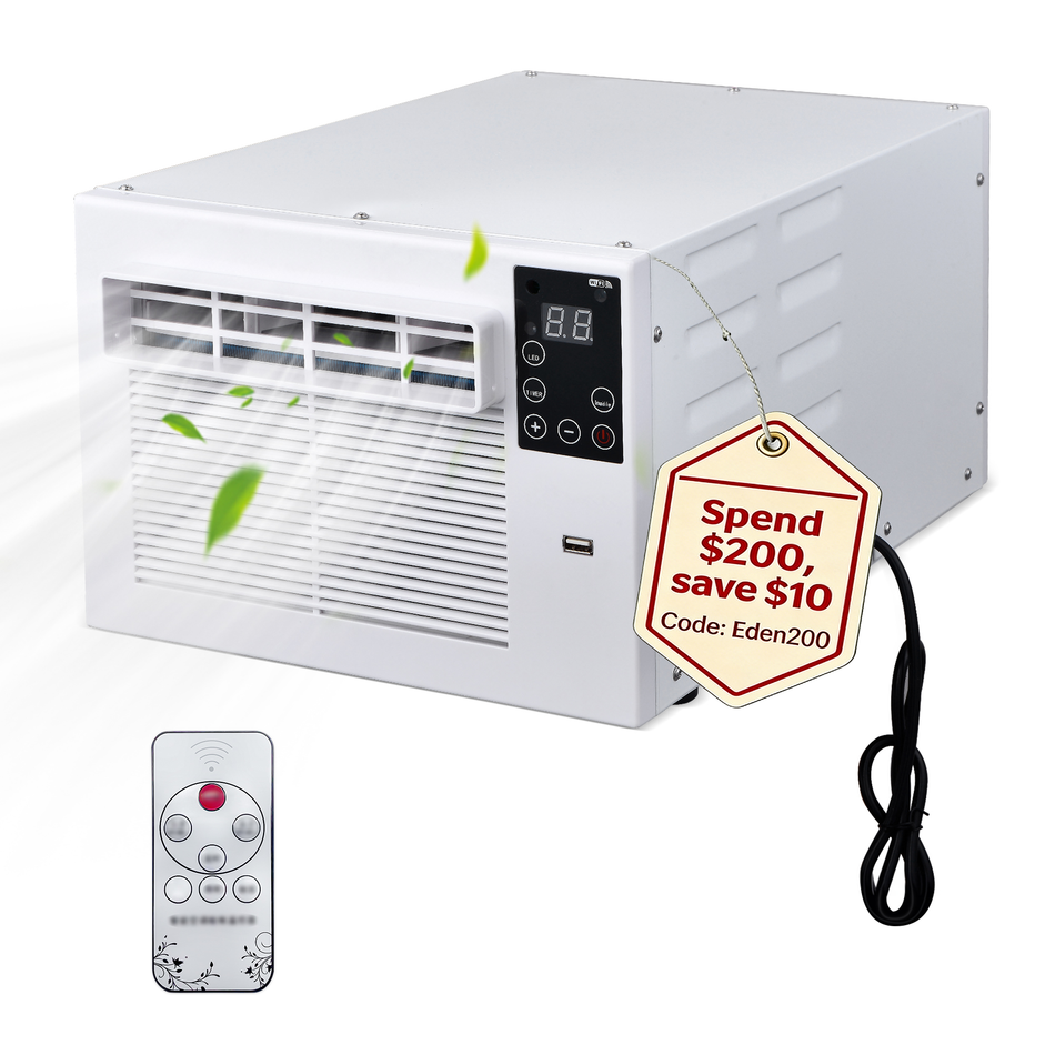 2,500 BTU Portable Air Conditioner Cools 45 sq.ft. with Dehumidifier and Remote for Camping, Fishing and RV in White