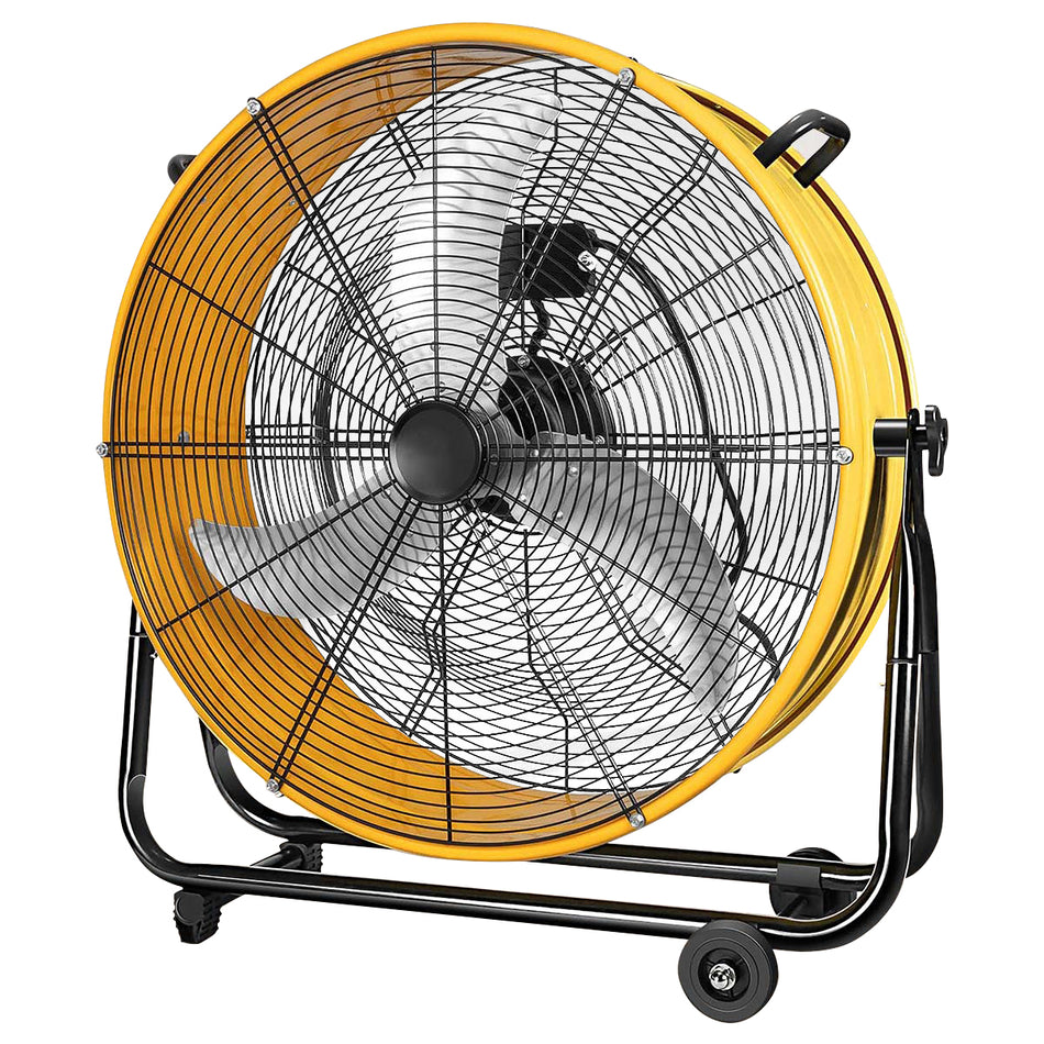 30 in. 3 Fan Speeds Drum Fan in Yellow with 360?? Rotation and Heavy-Duty Metal Build