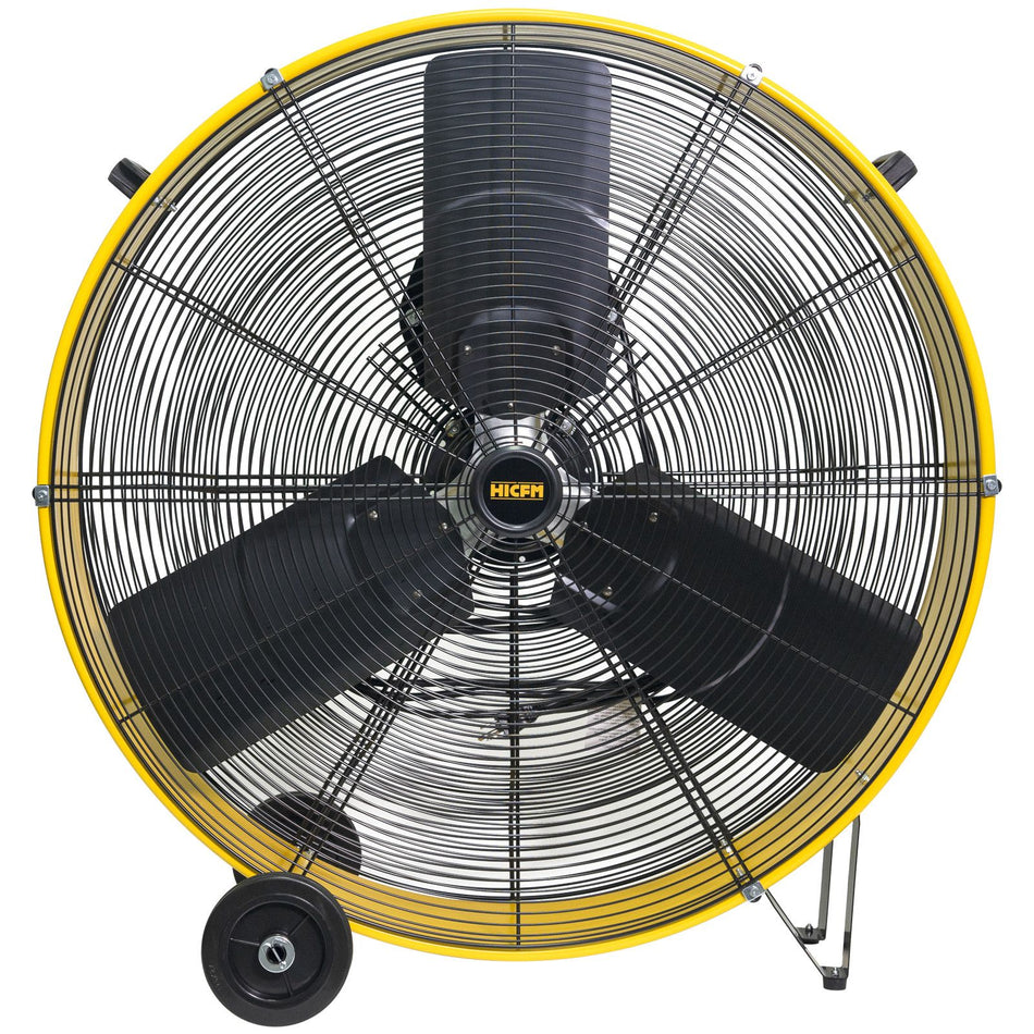 30 in. Heavy Duty Industrial DC Drum Fan in Yellow with Two Convenient Wheels, Variable Speed Industrial Fan