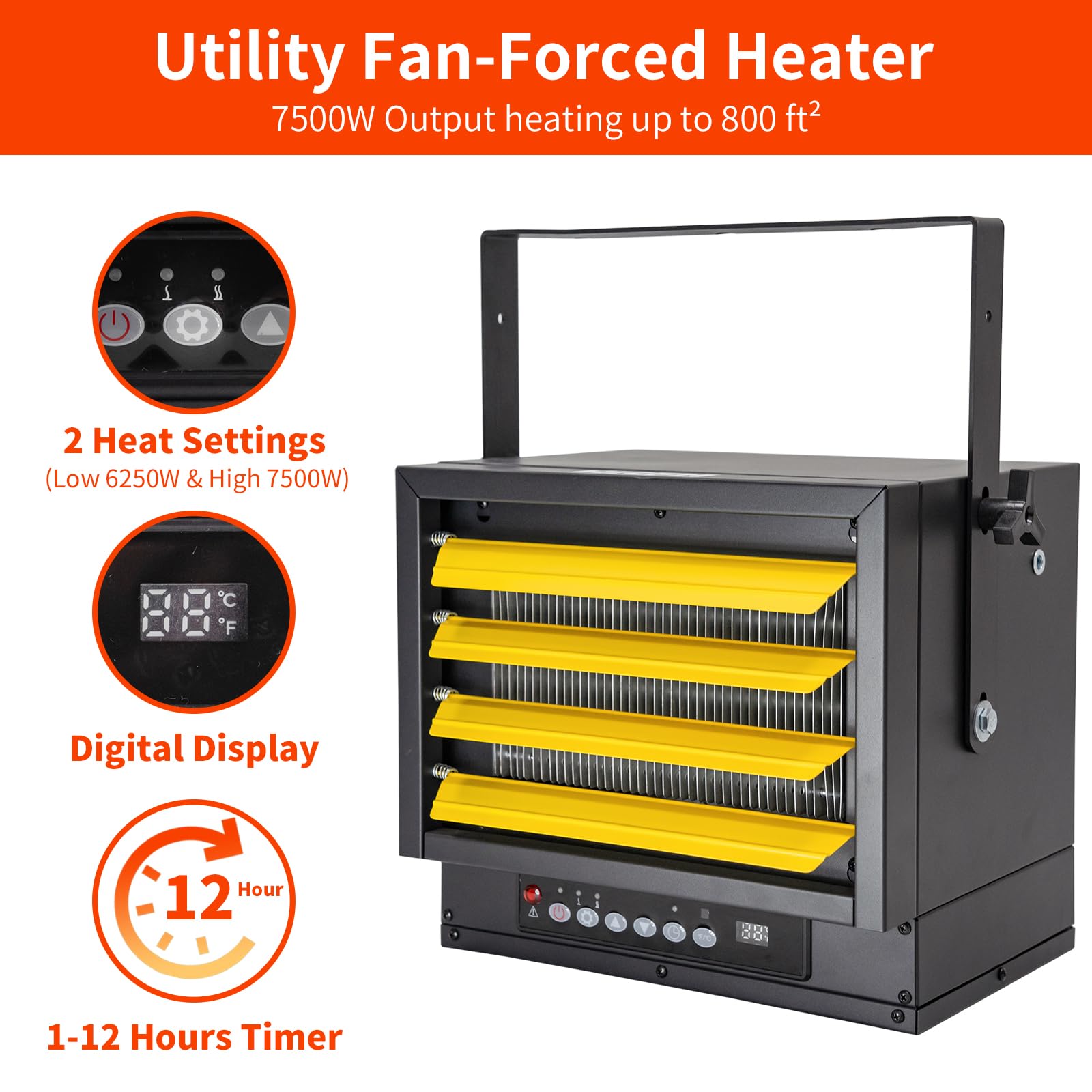 7500-Watt Electric Garage Heater Micathermic Space Heater, Remote