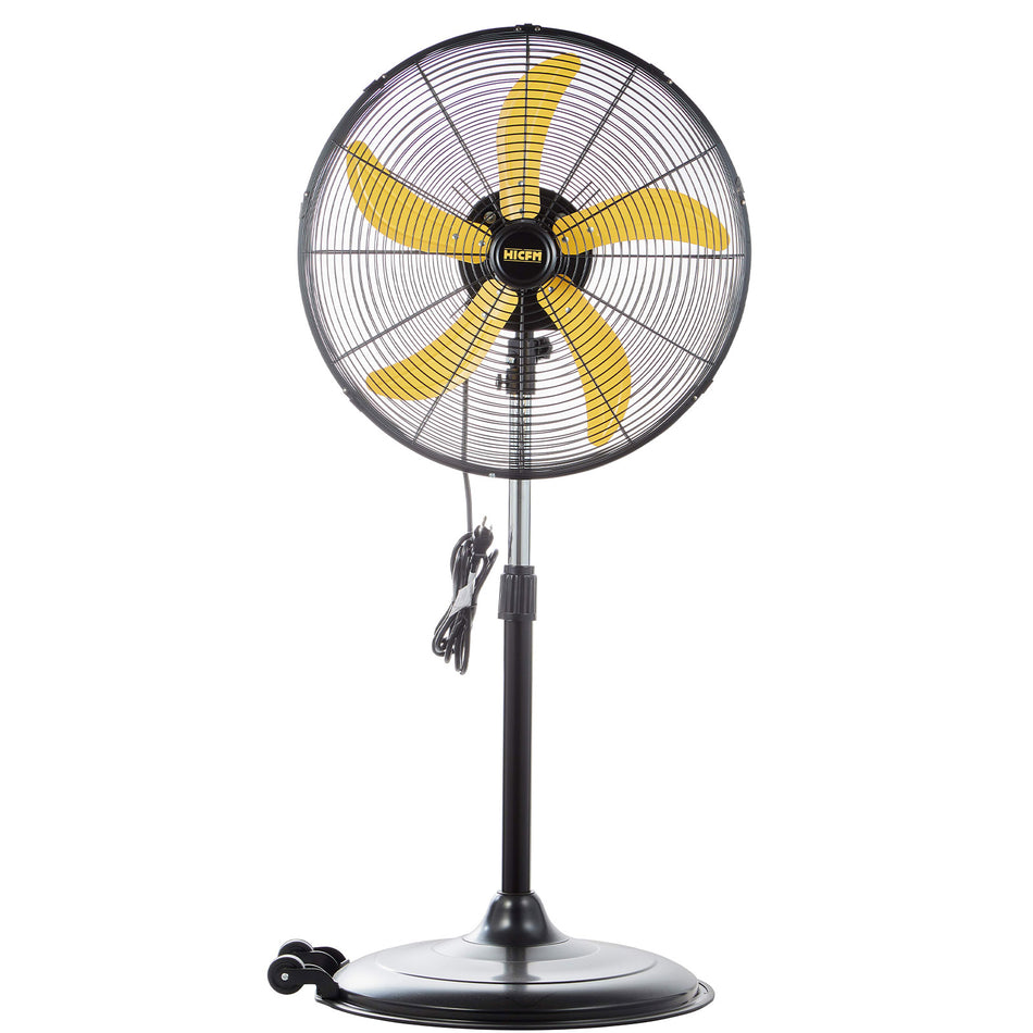 20 in. 3-Fan Speeds Pedistal Fan in Yellow with Powerful 1/3 HP Motor, Commercial or Industrial Fan