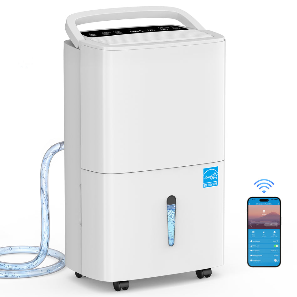 120 pt. 6,000 sq. ft. Dehumidifier in White with Quietly Remove Moisture, Auto Defrost, Dry Clothes Function, Timer