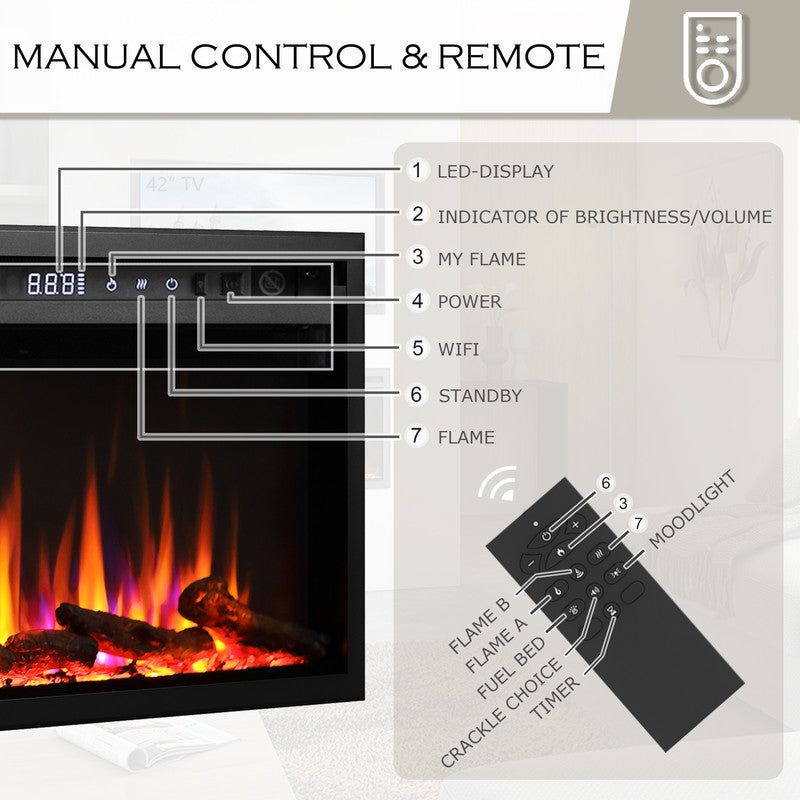 50 in. Wall Recessed and Wall Mounted Electric Fireplace