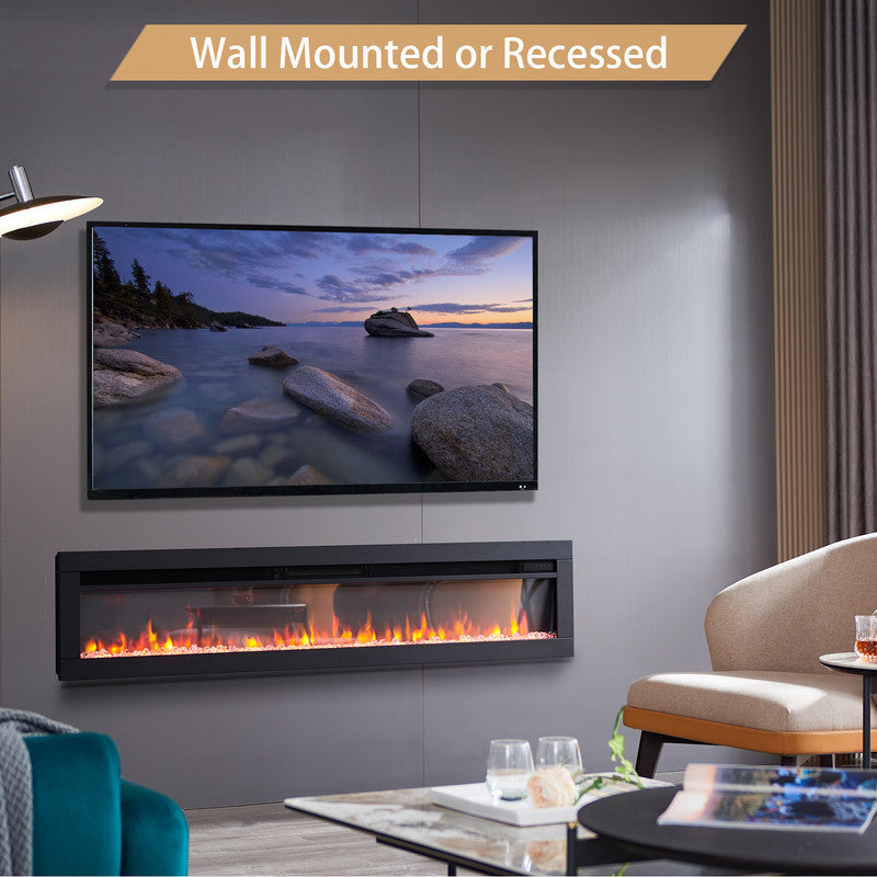 60 in. Freestanding and Wall Mounted Electric Fireplace
