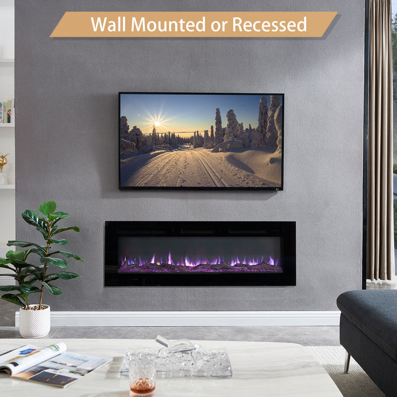 50 in. Freestanding and Wall Mounted Electric Fireplace, Remote Control