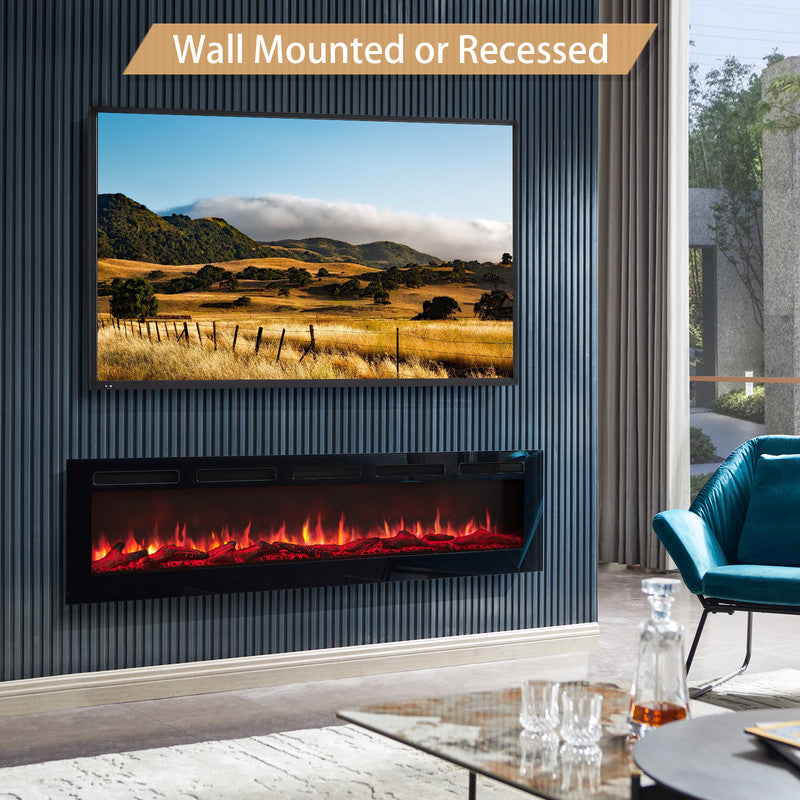 70 in. Freestanding and Wall Mounted Electric Fireplace