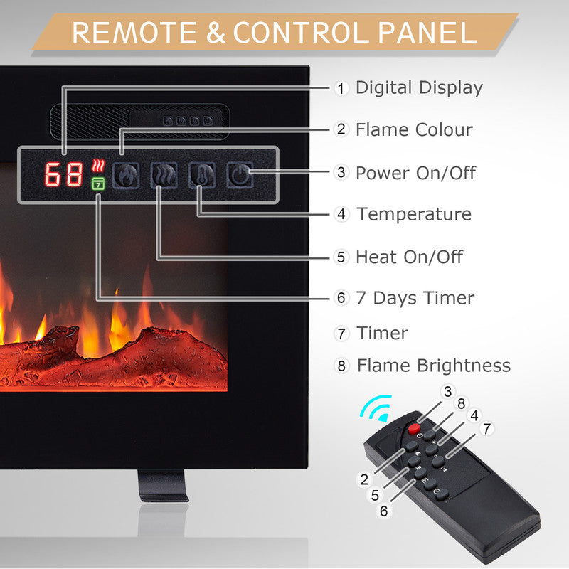 Remote Control For Fireplace 60 in. Freestanding and Wall Mounted Electric Fireplace, Remote Contro ...