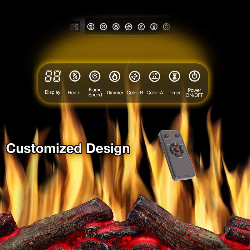 37 in. Ventless Electric Fireplace Insert, Remote Control