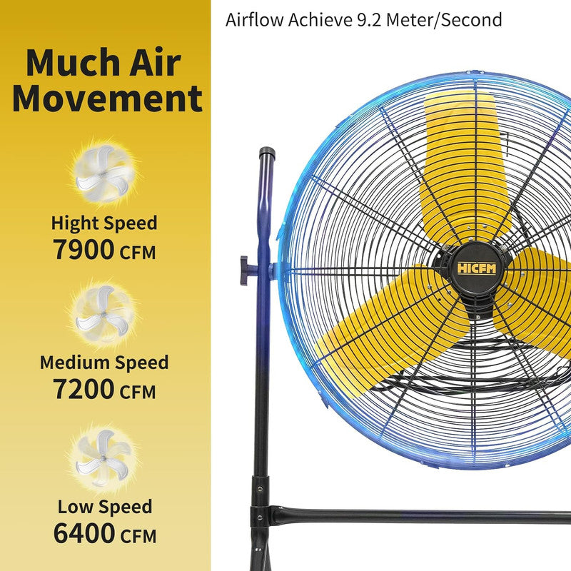 24 in. 3 Speeds Roll-About Tilt Stand Fan with Ball Bearing Powerful 2/5HP Motor