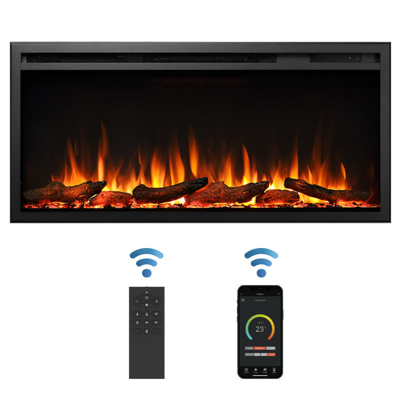 40 in. Wall Recessed and Wall Mounted Electric Fireplace