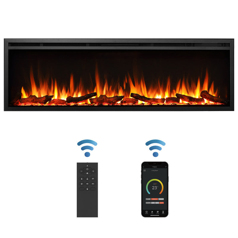 60 in. Wall Recessed and Wall Mounted Electric Fireplace